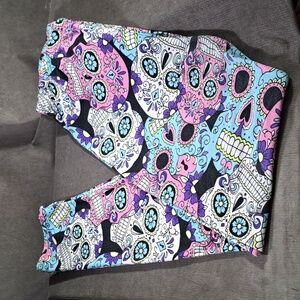 Thalia Black White Pink Purple Blue Sugar Skull Leggings G One Size Plusze